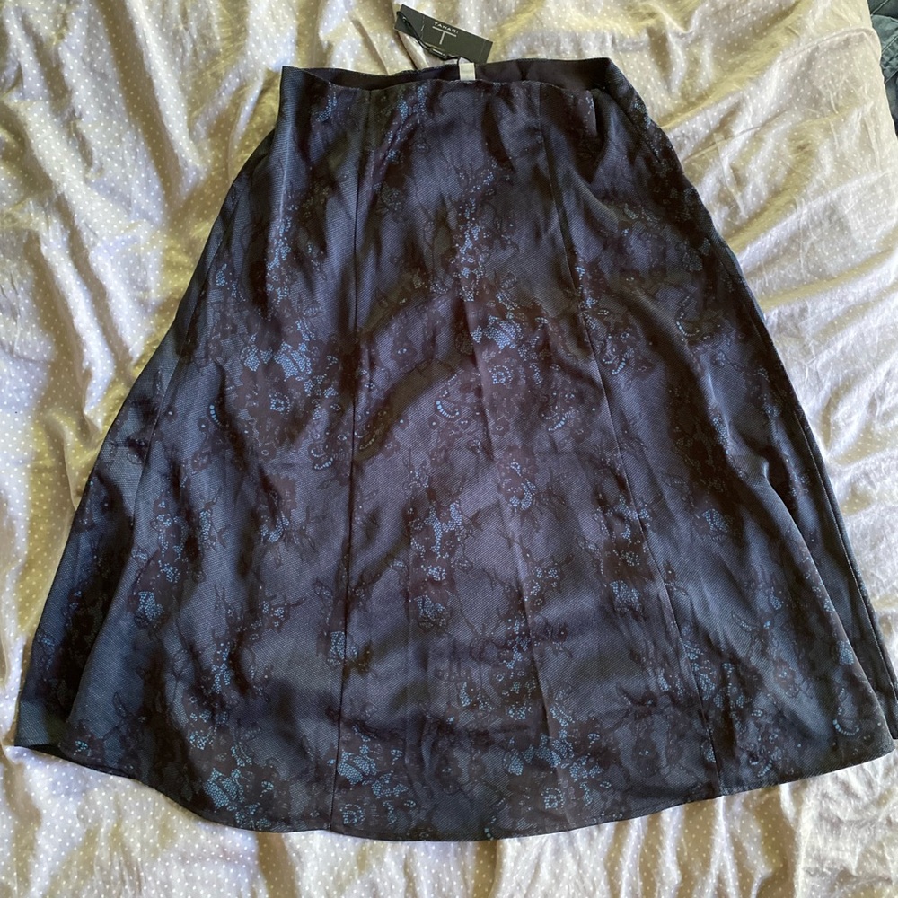 blue lace print skirt